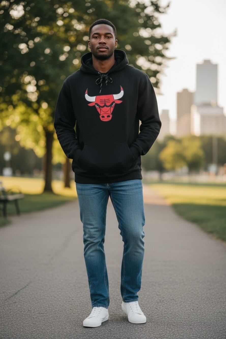 Vintage NBA Chicago Bulls Black Unisex Hoodie Sweatshirt Kangaroo Pocket, 3XL